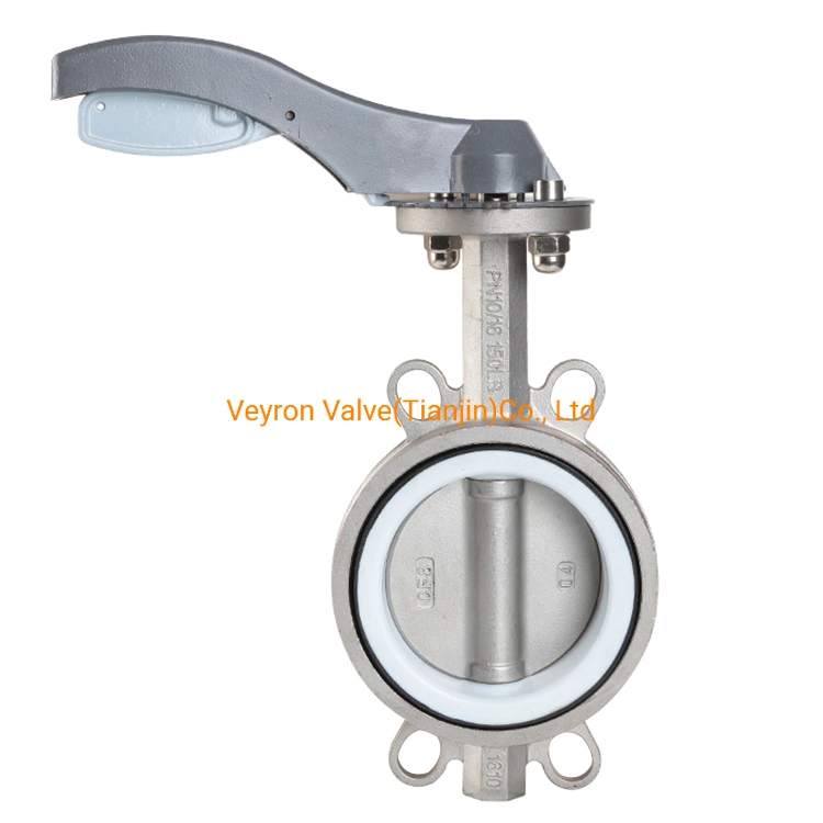 DN40 Pn16 ANSI150 API609 ISO Ductile Iron Butterfly Valve Center Stem Wafer Lug Type with Handle Lever
