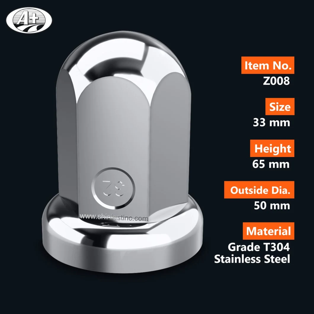 (Z008) 33mm T304 Stainless Steel Wheel Nut Covers